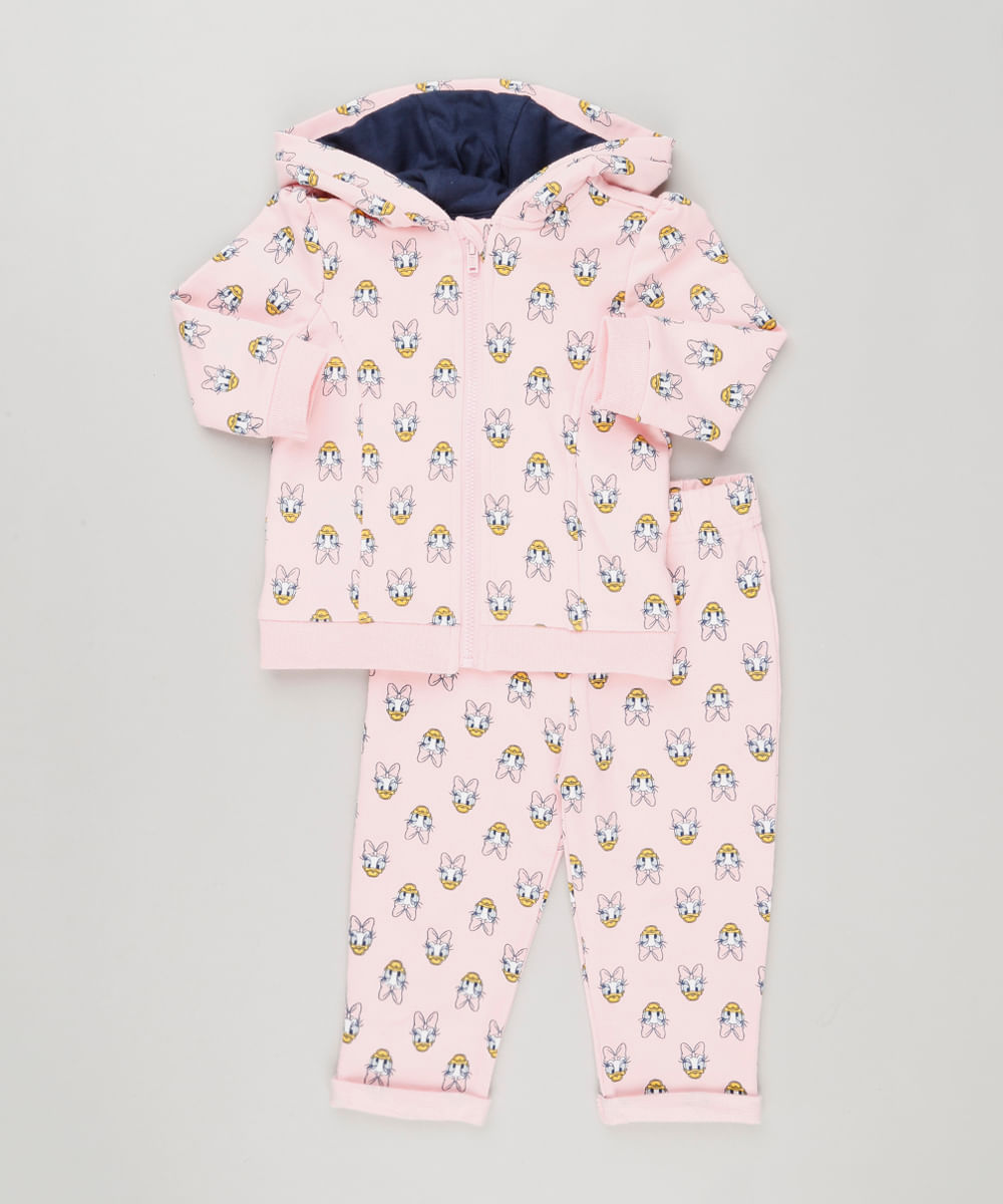 Conjunto-Infantil-Estampado-da-Margarida-de-Blusao-com-Capuz-e-Ziper---Calca-em-Moletom-de-Algodao---Sustentavel-Rosa-8946703-Rosa_1