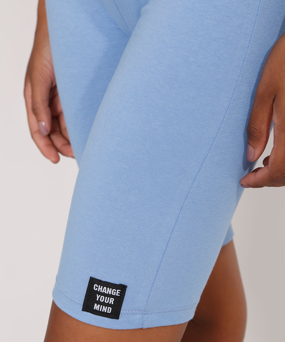 Bermuda Ciclista Cintura Alta Azul