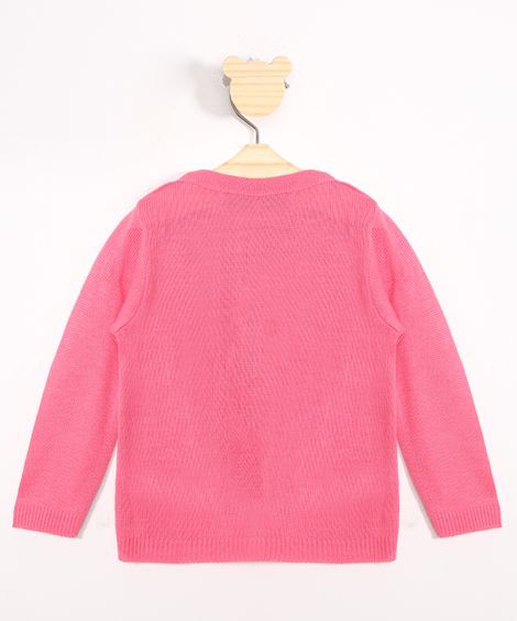 Cardigan de Tricô Infantil Básico Pink