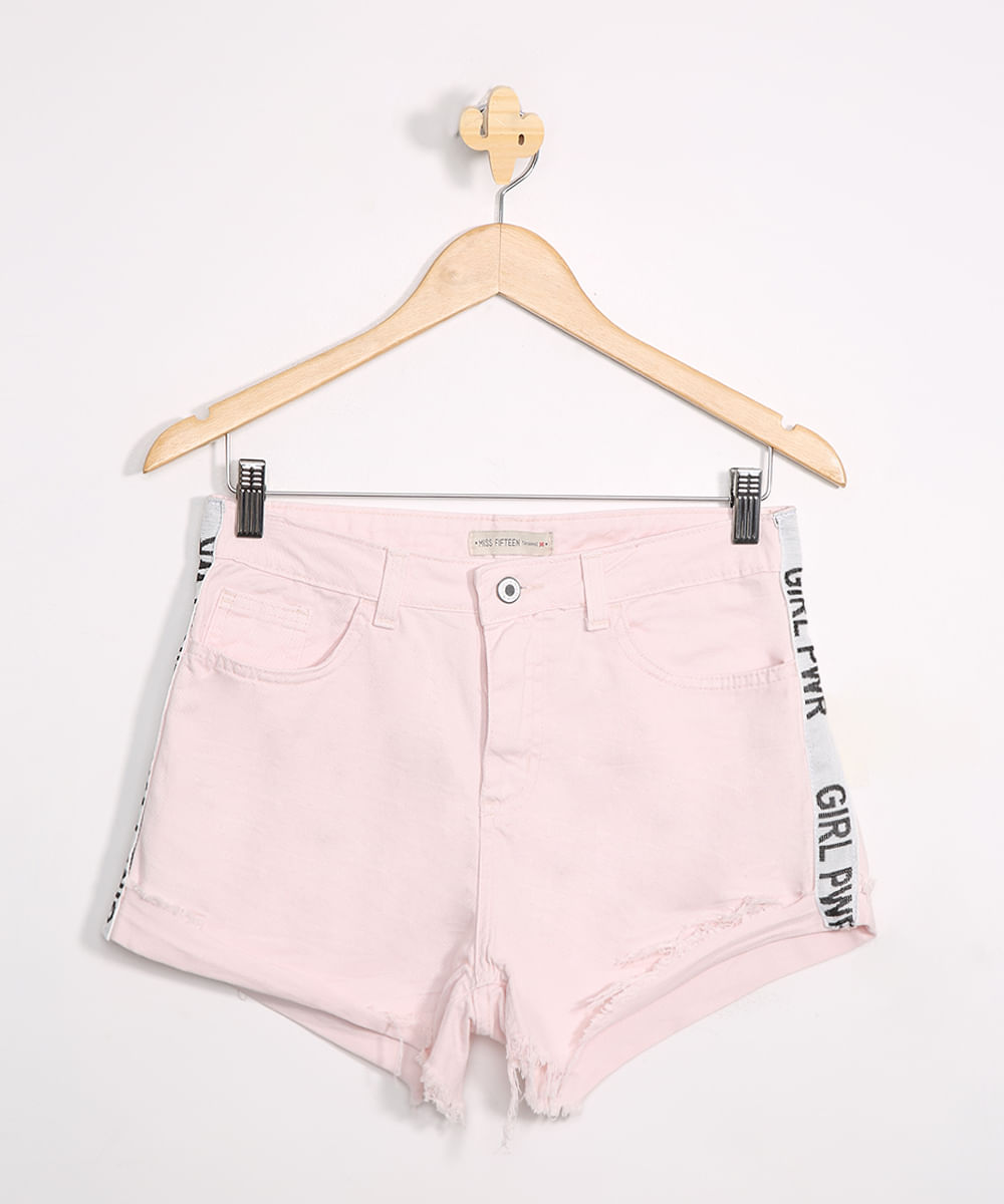 Short-Juvenil-de-Sarja-Destroyed-com-Faixa-Lateral-Rosa-Claro-9957960-Rosa_Claro_1