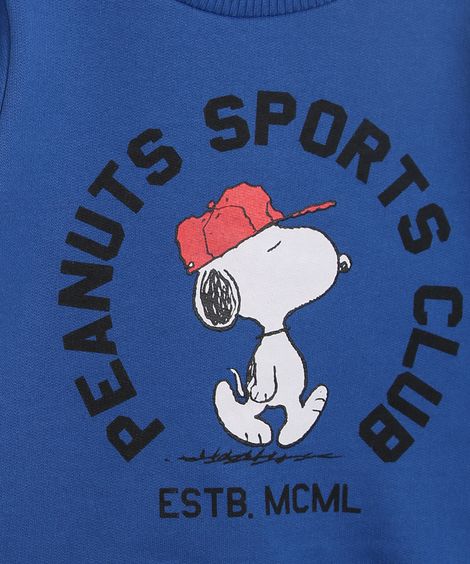 Conjunto Infantil de Moletom Blusão Snoopy Azul + Calça Jogger Preta