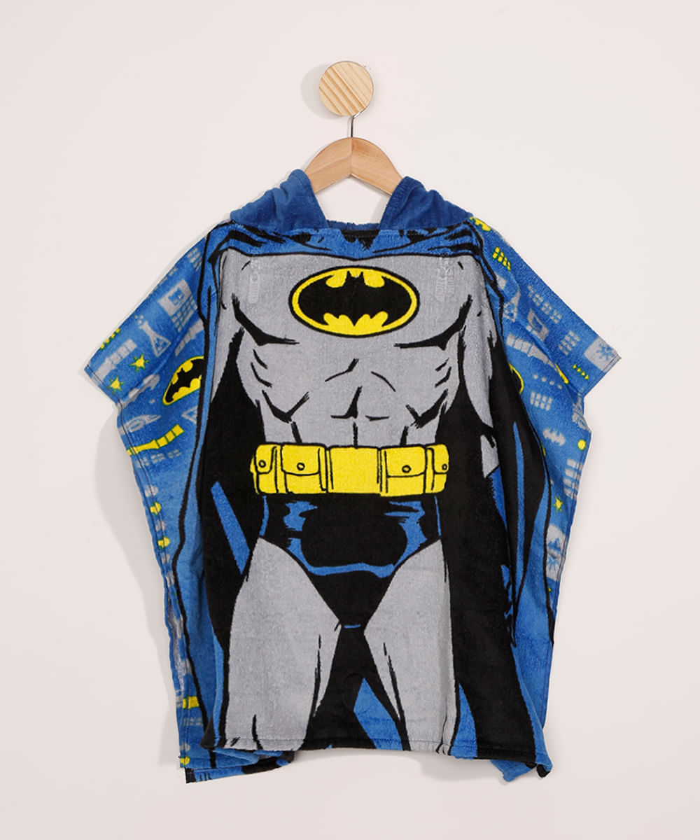 Menor preço em Poncho Infantil Atoalhado Batman com Capuz Azul