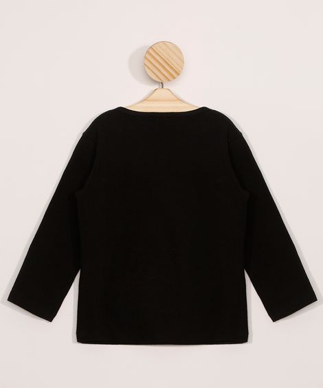 Blusa Infantil Básica Manga Longa Preta