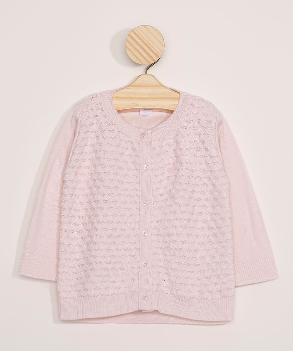 Cardigan-Infantil-de-Trico-Texturizado-Rosa-9979314-Rosa_1
