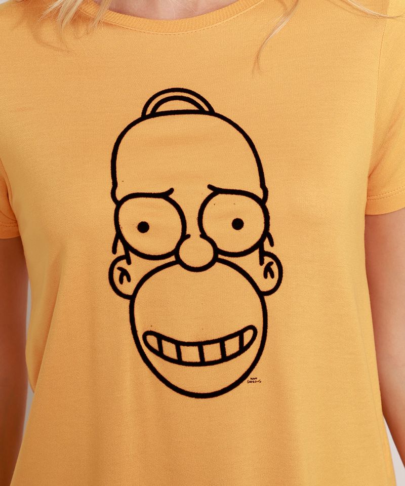 Camiseta-Homer-Simpson-Manga-Curta-Decote-Redondo-Mostarda-9981498-Mostarda_2