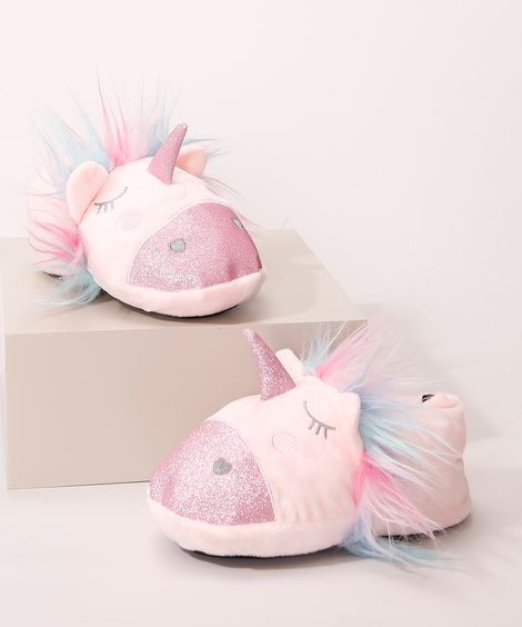 Pantufa Infantil Unicórnio Rosa