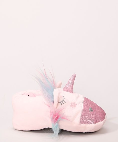 Pantufa Infantil Unicórnio Rosa