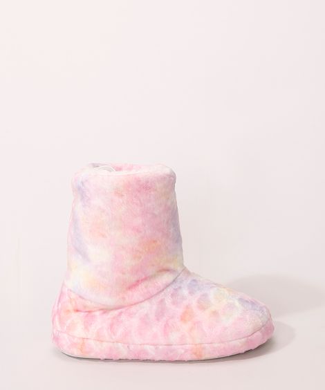 Pantufa Infantil Cano Alto Estampada Tie Dye Multicor