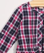 Camisa Infantil Estampada Xadrez Festa Junina Manga Longa Rosa Escuro