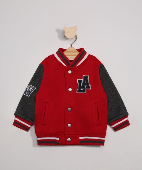 Jaqueta Infantil de Moletom Bomber "LA" Vermelha