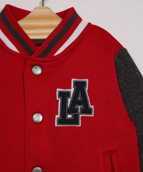 Jaqueta Infantil de Moletom Bomber "LA" Vermelha