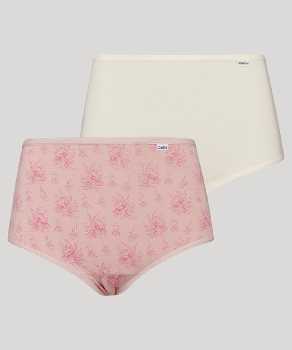 Menor preço em Kit de 2 Calcinhas Caleçon Cintura Alta Floral DelRio Multicor