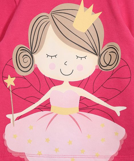 Pijama Infantil de Moletom Manga Longa Bailarina Brandili Rosa Escuro