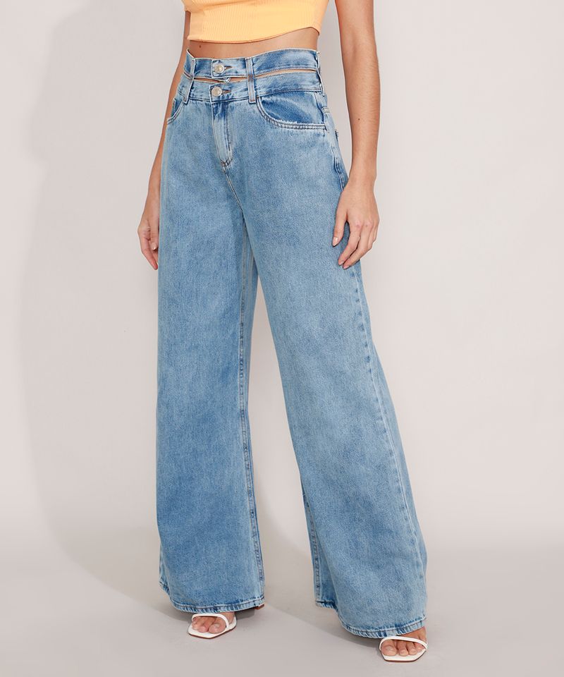 Calca-Wide-Jeans-Cintura-Super-Alta-com-Cos-Duplo-Azul-Medio-9985478-Azul_Medio_1
