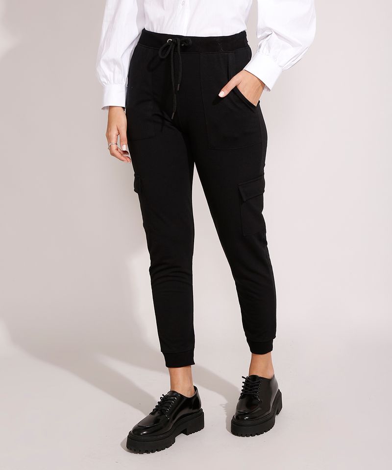 Calça moletom feminina com elastico deals na barra