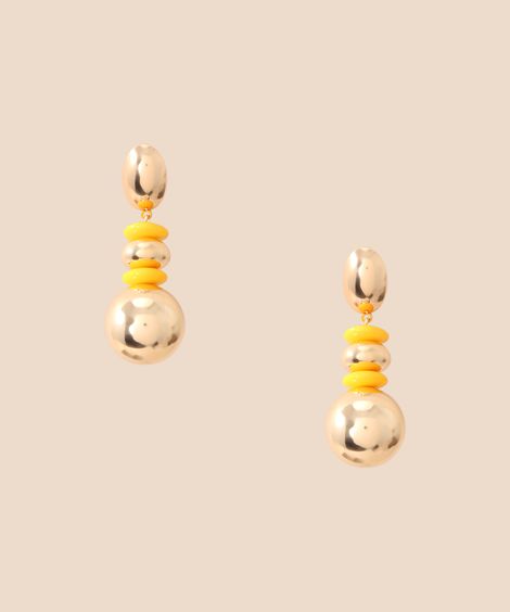 Brinco Feminino com Pingentes de Esfera Dourado