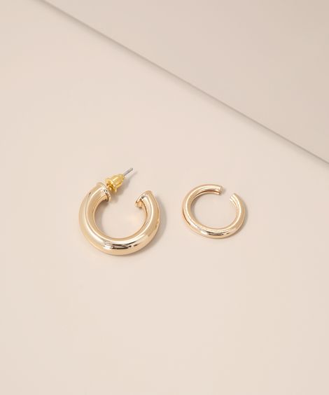 Kit de 2 Brincos de Argola Dourado