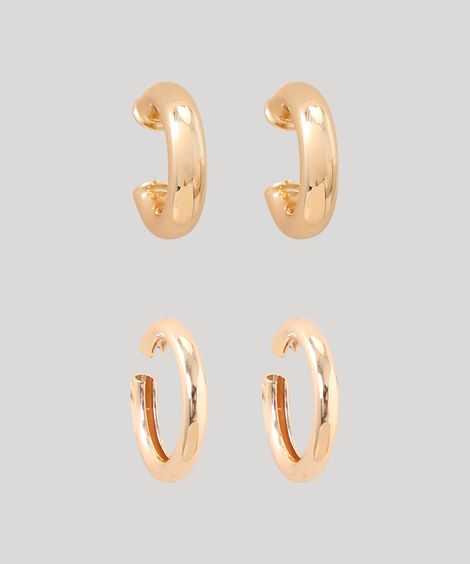 Kit de 2 Brincos de Argola Dourado