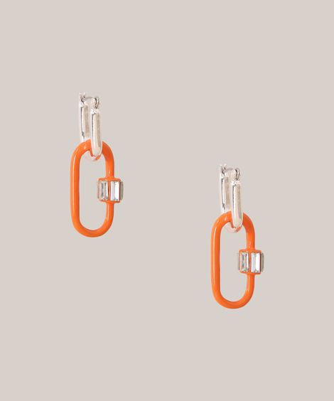 Brinco Feminino com Puller de Zíper com Strass Prateado