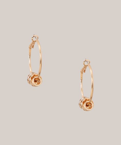 Brinco Feminino de Argola com Strass Dourado