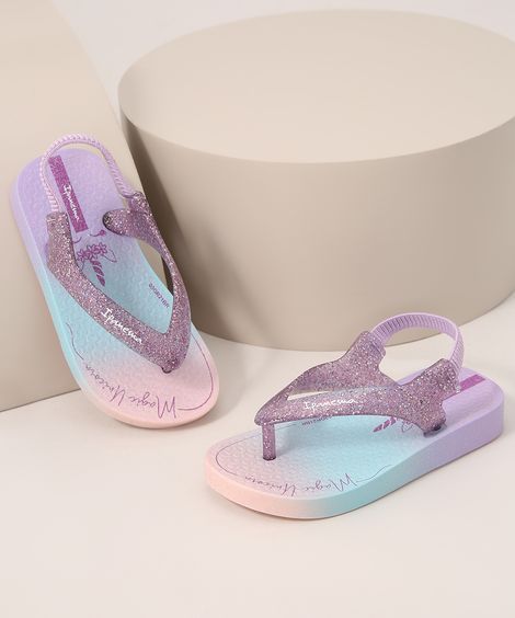 Chinelo Infantil com Brilho e Elástico Posterior Ipanema Lilás