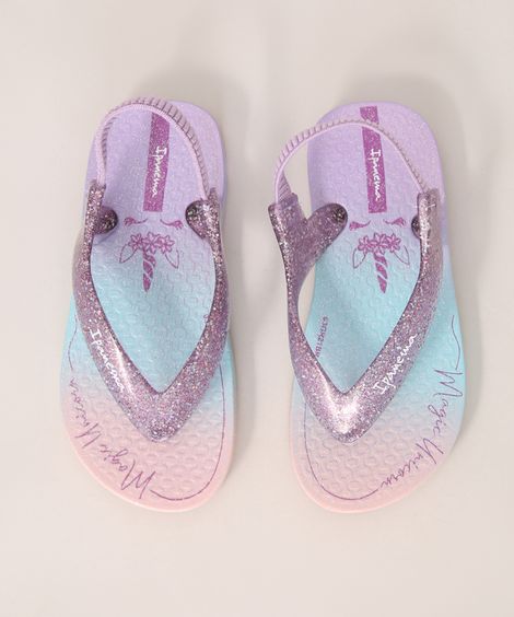 Chinelo Infantil com Brilho e Elástico Posterior Ipanema Lilás
