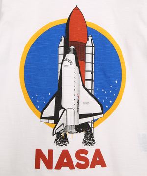 Camiseta Infantil Nasa Manga Longa Gola Careca Off White