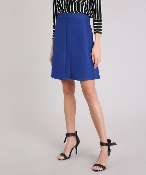 Saia Feminina Curta Evasê Azul Royal