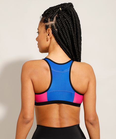 Top Decote Nadador Esporte com Recortes Preto