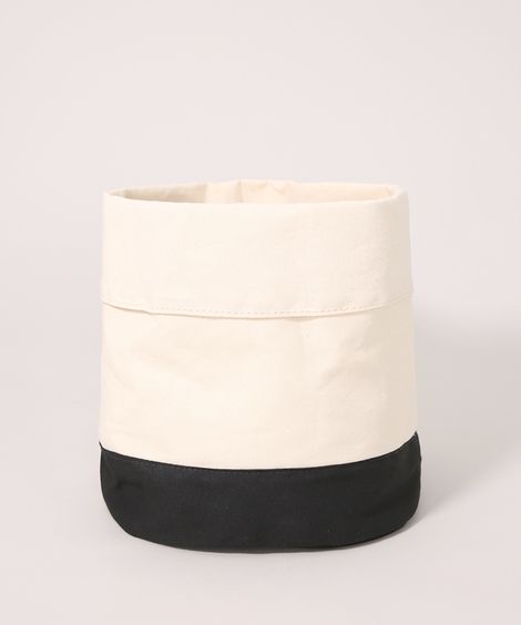 Vaso Cachepô de Tecido com Recorte  Bege
