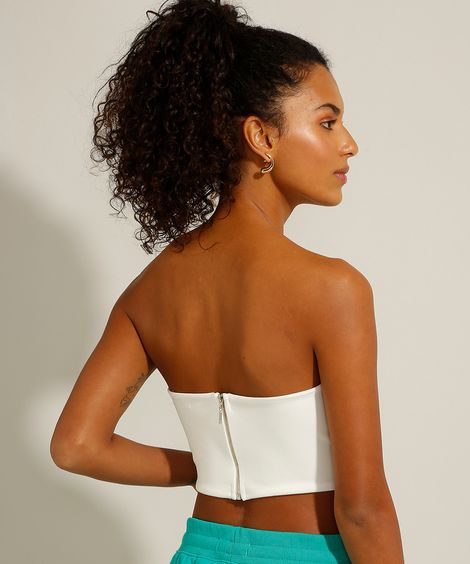 Top Cropped Corset com Recortes Tomara Que Caia Off White