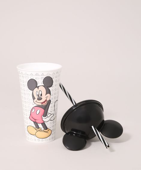 Copo Mickey com Tampa e Canudo Preto
