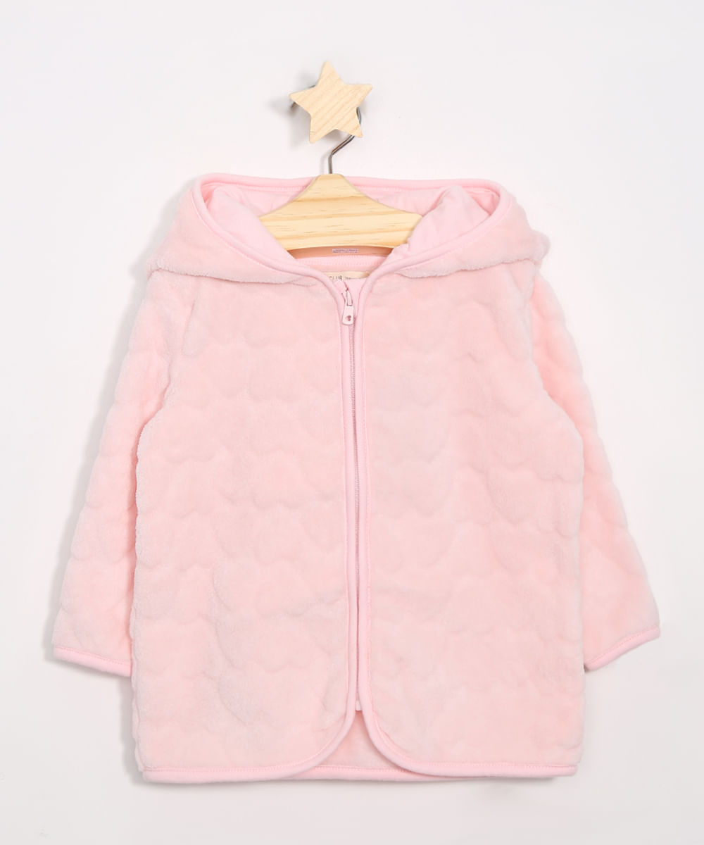 Blusao-Infantil-de-Fleece-Coracoes-com-Capuz-Rosa-Claro-9972431-Rosa_Claro_1