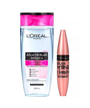 Maybelline Kit - Água Micelar Bifásica + Máscara de Cílios Sensacionais Waterproof