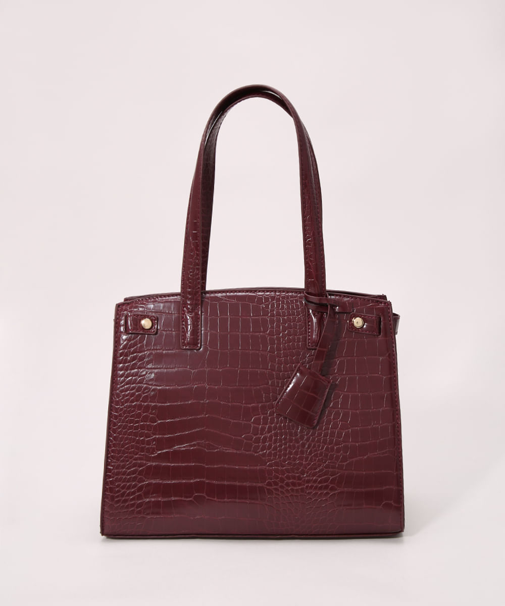 leather croc tote bolsa