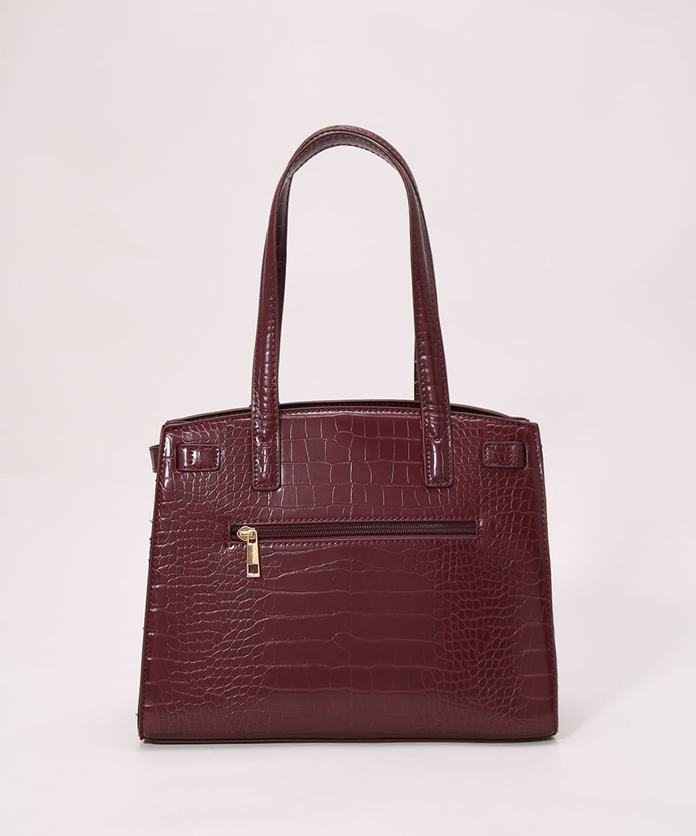 burgundy croc handbolsa