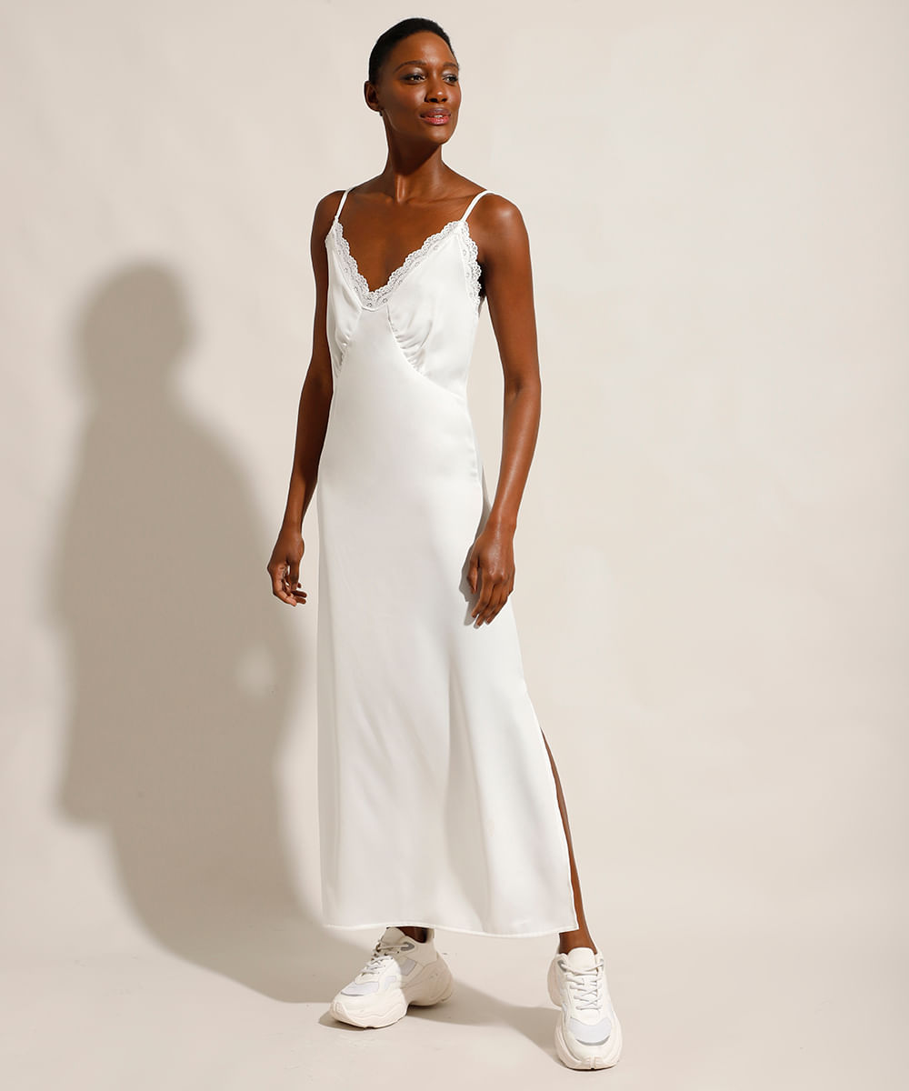 slip dress off white