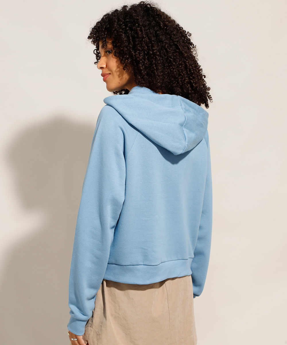 light blue zipper moletom com capuz