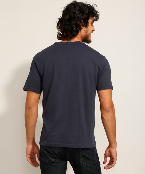 camiseta manga curta gola careca Azul Marinho
