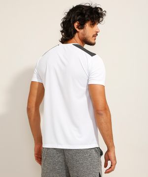 Camiseta Masculina Esportiva Ace com Recorte Manga Curta Gola Careca Branca