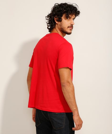 Camiseta Masculina Básica Manga Curta Gola Careca Vermelha