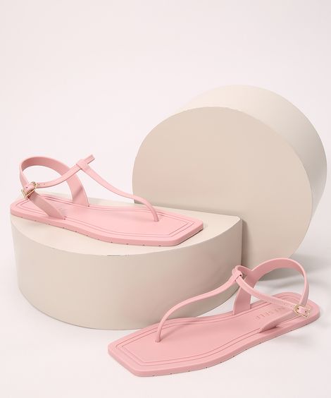 Rasteirinha Feminina Bico Quadrado Oneself Rosa