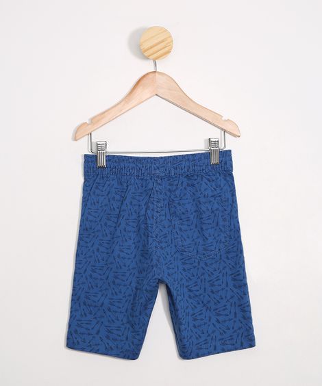Bermuda infantil de Sarja Estampada de Flechas com Bolsos Azul