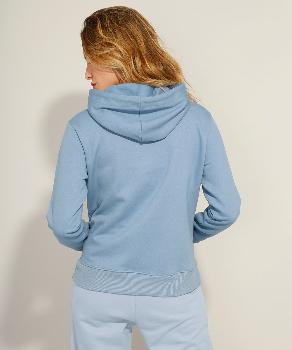 light blue pullover moletom com capuz