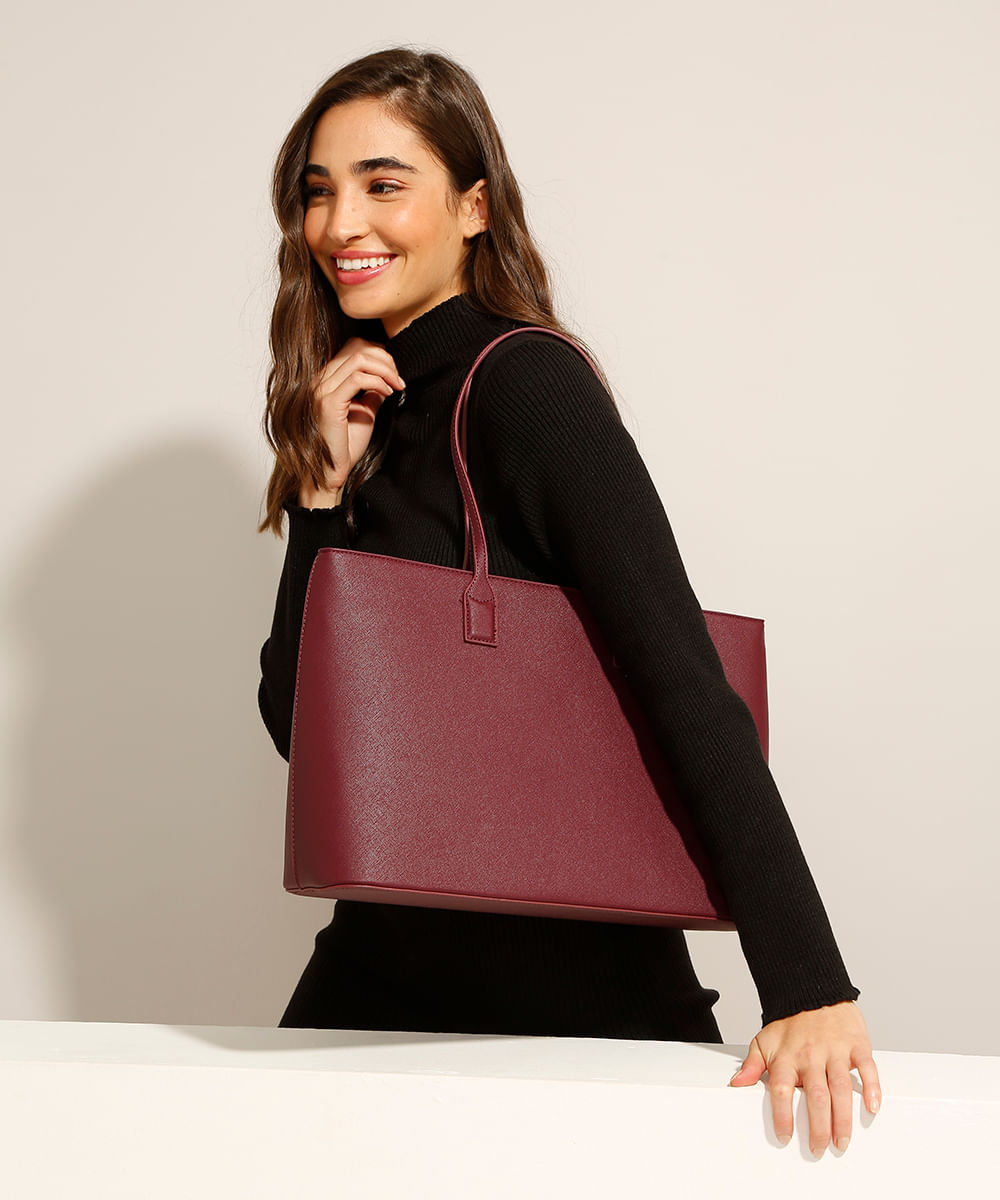 Bolsa <em>shopper</em> vinho, da C&A