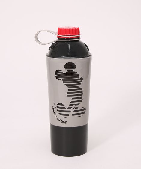 Garrafa com Copo Esportiva Mickey Preta