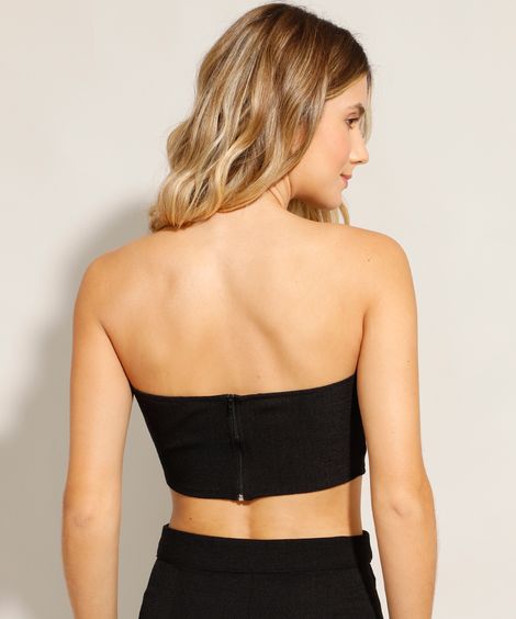 Top Faixa Feminino com Zíper Preto