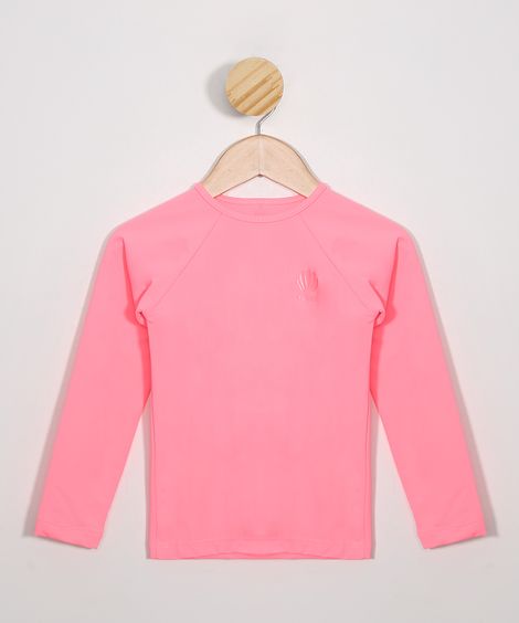 Blusa de Praia Infantil Manga Longa com Proteção UV50+ Coral