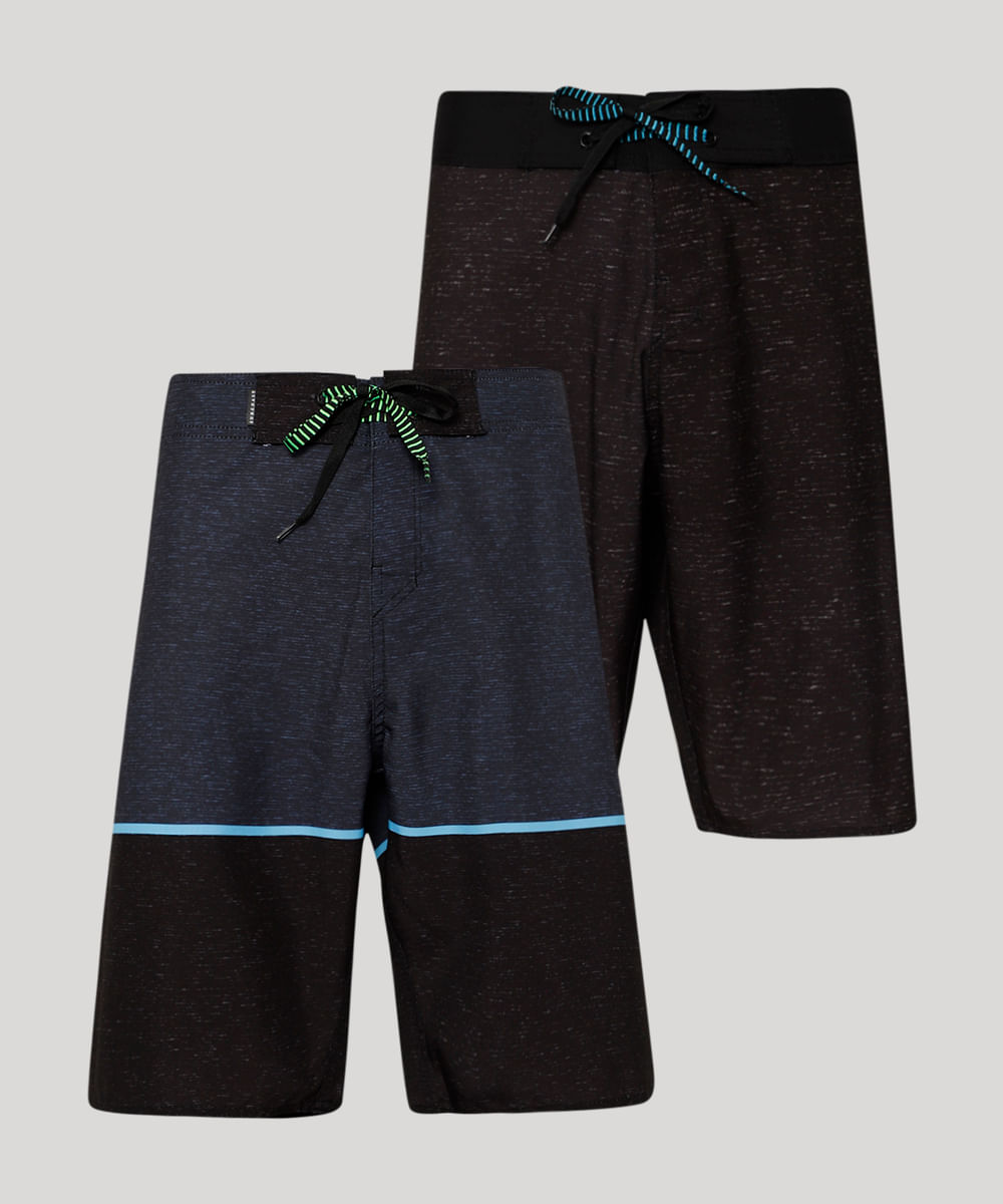 Kit de 2 Bermudas Surf com Listra Multicor Menor preço em Kit de 2 Bermudas Surf com Listra Multicor