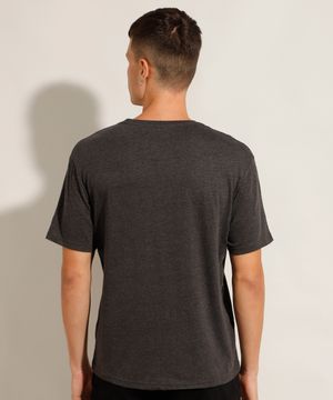 Camiseta Masculina Básica Manga Curta Gola Careca Cinza Mescla Escuro